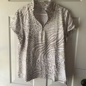 Chico's Beige Animal Print Button Down Shirt